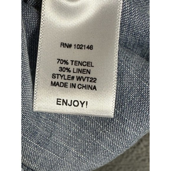 New Micheal Stars Chambray Jumpsuit Womens Size Small Blue Ruffled Wide Leg Pant - Picture 13 of 14